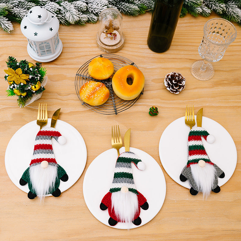 Wholesale Christmas Ornament Faceless Doll Fabric Cutlery Set